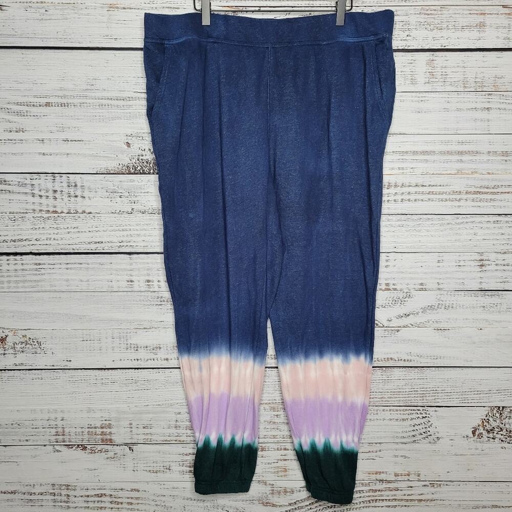 Wildfox Tie Dye Joggers with Pockets Navy Blue | Size XXL